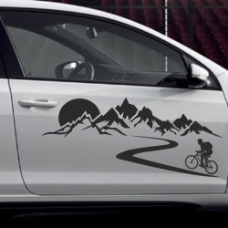 Aufkleber SET Offroad 4x4 Berge Weg Ziel Landschaft Sonne Gelände Fahrrad Biker Auto 38