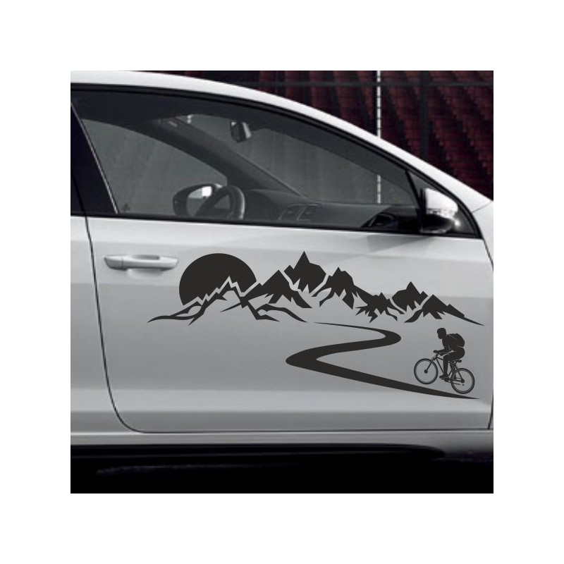 Aufkleber SET Offroad 4x4 Berge Weg Ziel Landschaft Sonne Gelände Fahrrad Biker Auto 38