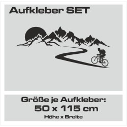 Aufkleber SET Offroad 4x4 Berge Weg Ziel Landschaft Sonne Gelände Fahrrad Biker Auto 38