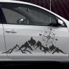 Aufkleber SET Offroad 4x4 Berge Weg Ziel Landschaft Sonne Kompass Windrose Auto 39
