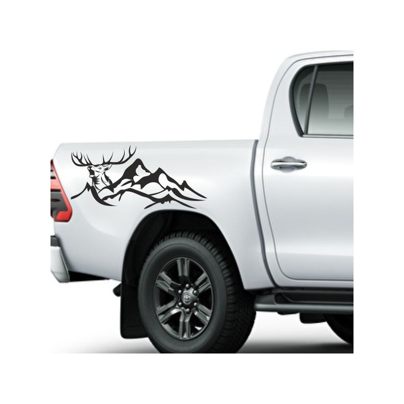 Aufkleber SET Offroad 4x4 Berge Landschaft Jäger Hirsch Geweih Berge Auto 40