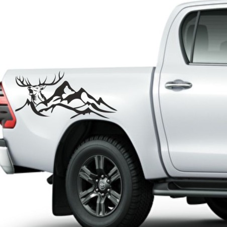 Aufkleber SET Offroad 4x4 Berge Landschaft Jäger Hirsch Geweih Berge Auto 40