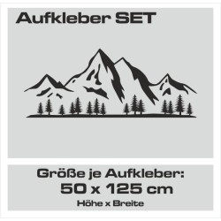 Aufkleber SET Auto Offroad 4x4 Panorama Berge Landschaft Wald Tanne Alpen 45