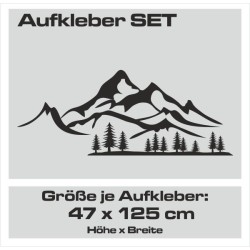 Aufkleber SET Auto Offroad 4x4 Panorama Berge Landschaft Wald Tanne Alpen 46