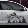 Aufkleber SET Auto Offroad 4x4 Landschaft Wald Reh Hirsch Tanne Berge 50