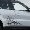 Aufkleber SET Auto Offroad 4x4 Landschaft Kompass Windrose Berge 51