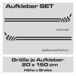 Aufkleber SET Auto Car Dekor Steifen Race Racing 4x4 Zierstreifen Rennstreifen Turbo Limited Edition Racing Flags Draht