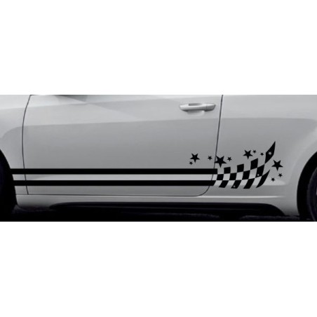 Aufkleber SET Auto Car Dekor Steifen Race Racing 4x4 Zierstreifen Rennstreifen Turbo Limited Edition Racing Flags Draht