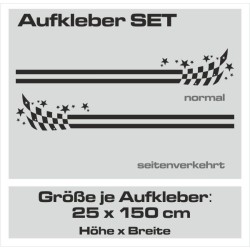 Aufkleber SET Auto Car Dekor Steifen Race Racing 4x4 Zierstreifen Rennstreifen Turbo Limited Edition Racing Flags Draht