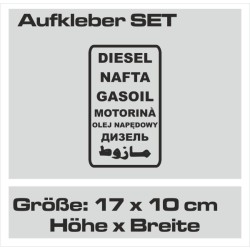 Aufkleber SET Offroad 4x4 Diesel Gasoil Nafta Verbrenner Tank Sticker Tankdeckel 09