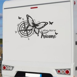 Aufkleber Wohnmobil Wohnwagen Reise Camping Auto Reisemobil Möwe Meer Kompass Globus Strand Palme Urlaub Spruch Familie Zuhause