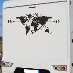 Aufkleber Wohnmobil Wohnwagen Reise Camping Auto Reisemobil Möwe Meer Kompass Globus Strand Palme Urlaub Spruch Familie Zuhause