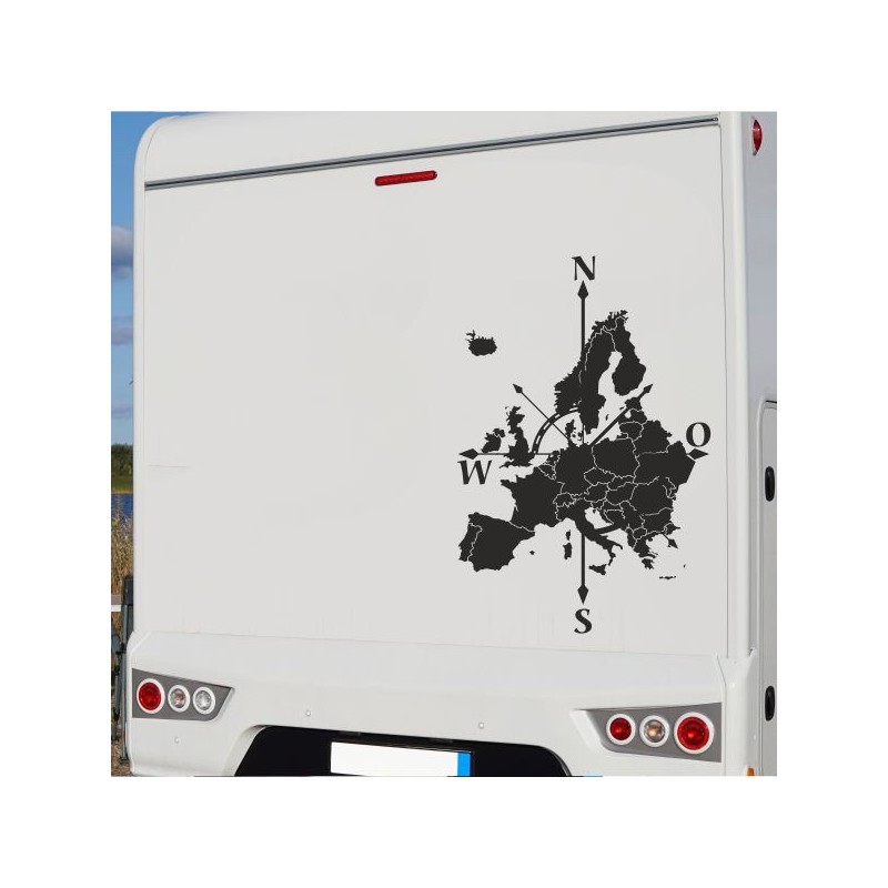 Aufkleber Wohnmobil Wohnwagen Reise Camping Auto Reisemobil Möwe Meer Kompass Globus Strand Palme Urlaub Spruch Familie Zuhause