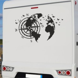 Aufkleber Wohnmobil Wohnwagen Reise Camping Auto Reisemobil Möwe Meer Kompass Globus Strand Palme Urlaub Spruch Familie Zuhause