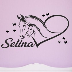 Wandaufkleber Pferde Dekor Pferd Stute Pony Hengst Reiten Hof Sport Kids Hufeisen Glück Reiterhof Sprüche Wunschname Kids Kinder
