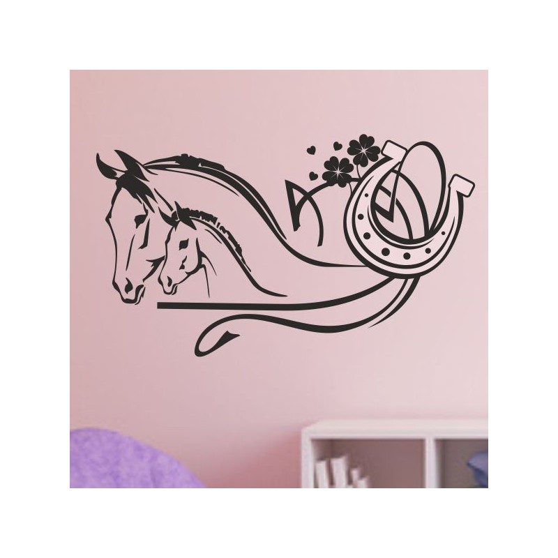 Wandaufkleber Pferde Dekor Pferd Stute Pony Hengst Reiten Hof Sport Kids Hufeisen Glück Reiterhof Sprüche Wunschname Kids Kinder