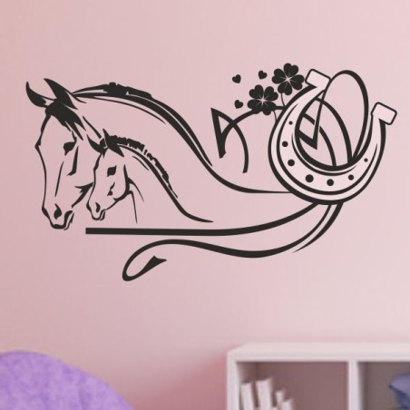 Wandaufkleber Pferde Dekor Pferd Stute Pony Hengst Reiten Hof Sport Kids Hufeisen Glück Reiterhof Sprüche Wunschname Kids Kinder