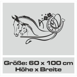 Wandaufkleber Pferde Dekor Pferd Stute Pony Hengst Reiten Hof Sport Kids Hufeisen Glück Reiterhof Sprüche Wunschname Kids Kinder