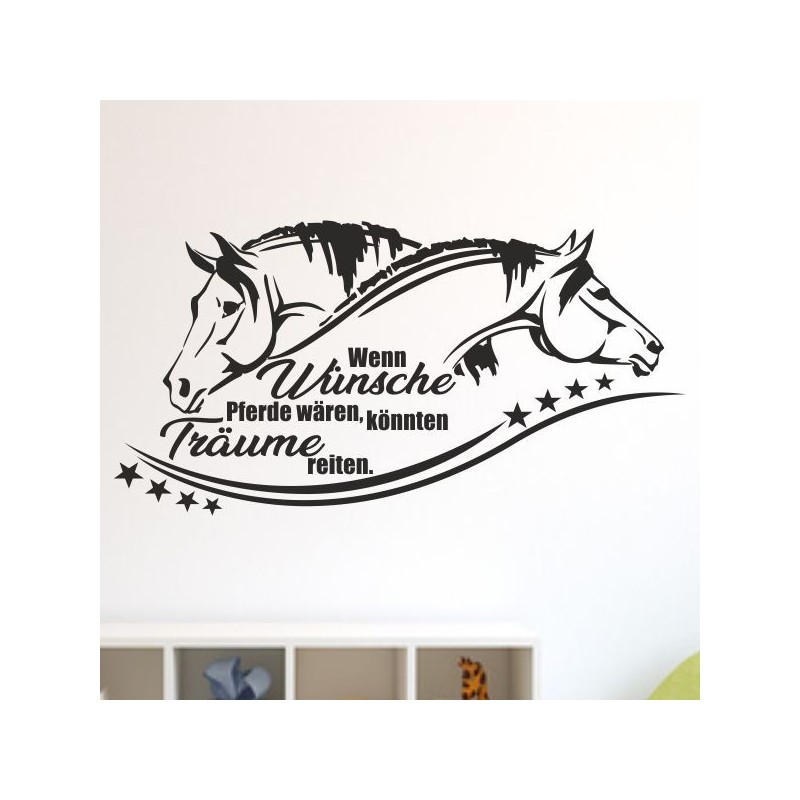 Wandaufkleber Pferde Dekor Pferd Stute Pony Hengst Reiten Hof Sport Kids Hufeisen Glück Reiterhof Sprüche Wunschname Kids Kinder