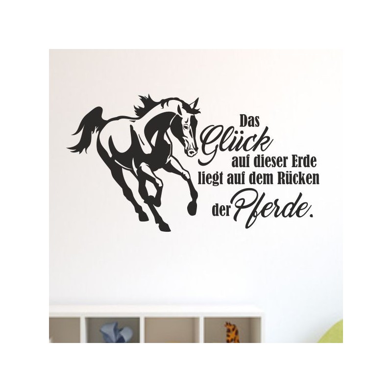 Wandaufkleber Pferde Dekor Pferd Stute Pony Hengst Reiten Hof Sport Kids Hufeisen Glück Reiterhof Sprüche Wunschname Kids Kinder