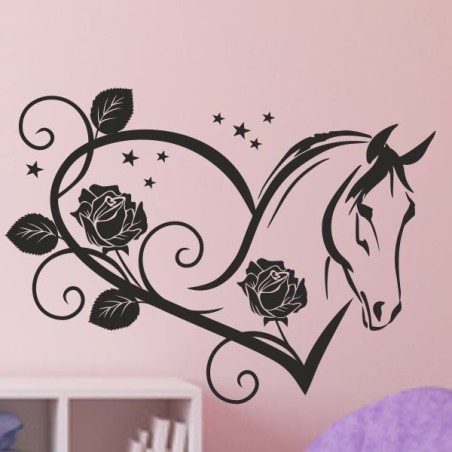 Wandaufkleber Pferde Dekor Pferd Stute Pony Hengst Reiten Hof Sport Kids Hufeisen Glück Reiterhof Sprüche Wunschname Kids Kinder