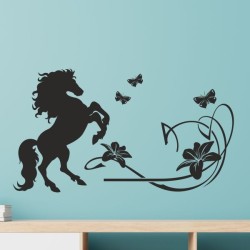Wandaufkleber Pferde Dekor Pferd Stute Pony Hengst Reiten Hof Sport Kids Hufeisen Glück Reiterhof Sprüche Wunschname Kids Kinder