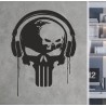Wandaufkleber Totenkopf Skull DJ Kopfhörer Punisher Aufkleber Wand 01