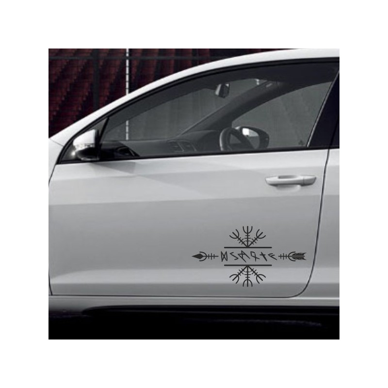 Aufkleber Auto Car Wikinger Viking Wölfe Wolf Runen Schwert Schild Rabe Runen Odin Odin´s Wölfe Böse Kette Valhalla Walhalla