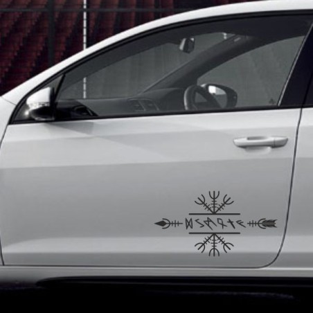 Aufkleber Auto Car Wikinger Viking Wölfe Wolf Runen Schwert Schild Rabe Runen Odin Odin´s Wölfe Böse Kette Valhalla Walhalla