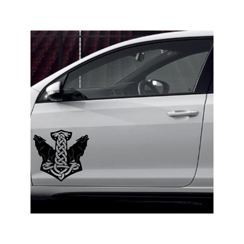 Aufkleber Auto Car Wikinger Viking Wölfe Wolf Runen Schwert Schild Rabe Runen Odin Odin´s Wölfe Böse Kette Valhalla Walhalla