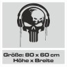 Wandaufkleber Totenkopf Skull DJ Kopfhörer Punisher Aufkleber Wand 01