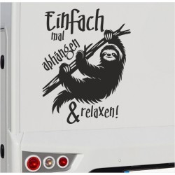 Wohnmobil Aufkleber einfach mal abhängen & relaxen Faultier Reise Wohnwagen Camping  WOMO 23