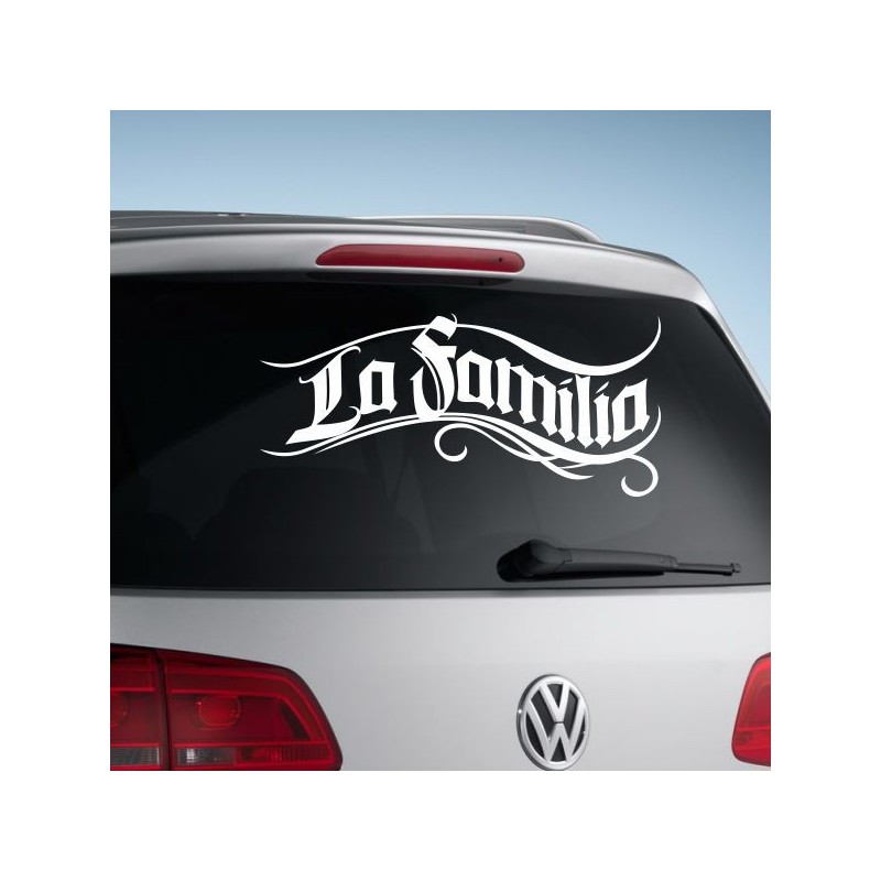 Aufkleber Auto Heckscheibe Car Tattoo Style La Familia Pferd Pferde Gecko Sprüche Power Blumen Ranke Fee Hexe Faultier Kolben