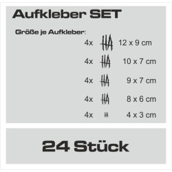 Aufkleber SET Auto Heckscheibe Car Tattoo Style La Familia Pferd Gecko Sprüche Power Blumen Ranke Fee Hexe Faultier Kolben