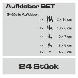 Aufkleber SET Auto Heckscheibe Car Tattoo Style La Familia Pferd Gecko Sprüche Power Blumen Ranke Fee Hexe Faultier Kolben