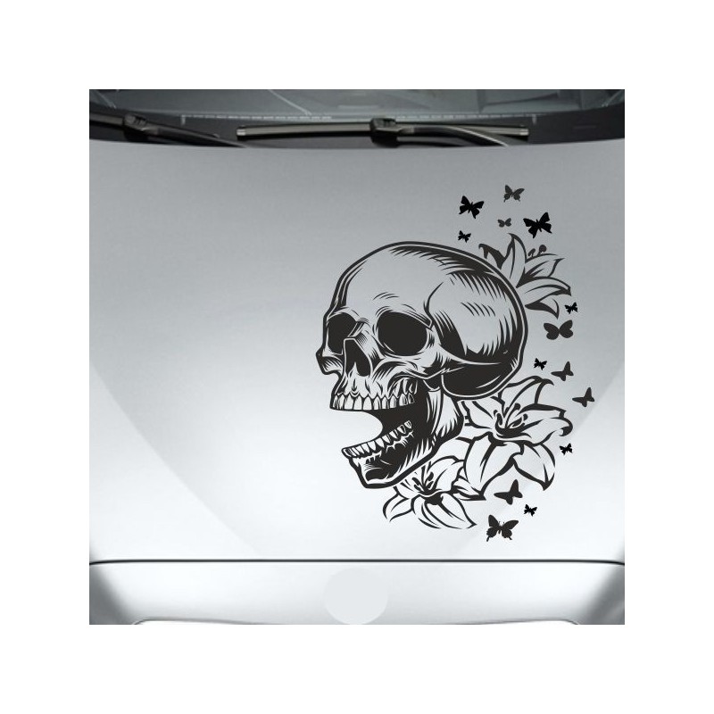 Aufkleber Auto Totenkopf Schädel Skull Bones Böse Cappy Gangster Zylinder Rosen Blumen Blüten Gentleman DJ Rock Punisher