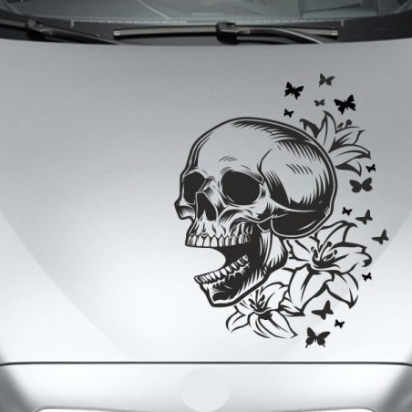 Aufkleber Auto Totenkopf Schädel Skull Bones Böse Cappy Gangster Zylinder Rosen Blumen Blüten Gentleman DJ Rock Punisher