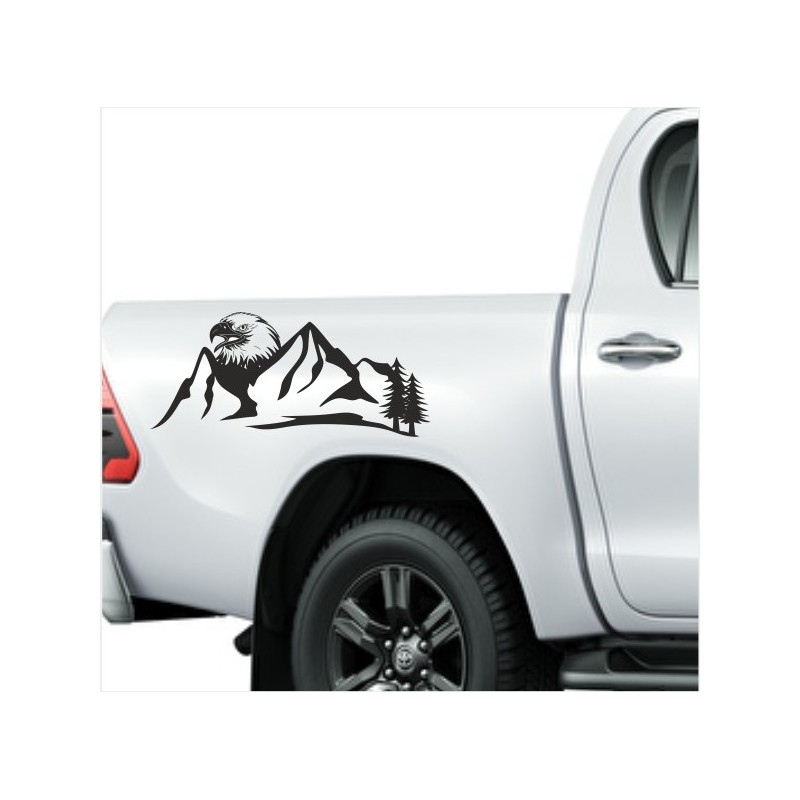 Aufkleber SET Offroad 4x4  Adler Eagle Berge Landschaft Tanne Dekor Streifen Auto 03