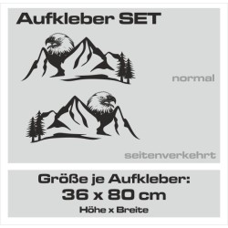 Aufkleber SET Offroad 4x4  Adler Eagle Berge Landschaft Tanne Dekor Streifen Auto 03