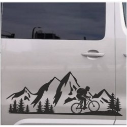 Aufkleber SET Offroad 4x4  Biker Fahrrad Cross Berge Landschaft Tanne Dekor Streifen Auto 04