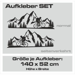 Aufkleber SET Offroad 4x4  Biker Fahrrad Cross Berge Landschaft Tanne Dekor Streifen Auto 04