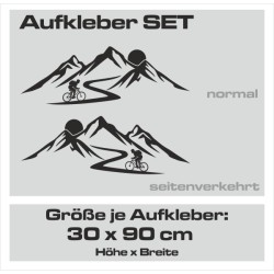 Aufkleber SET Offroad 4x4  Biker Fahrrad Cross Berge Landschaft Tanne Dekor Streifen Auto 06