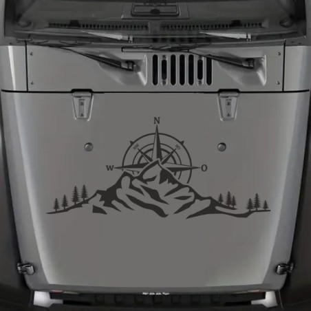 Aufkleber Auto Offroad 4x4 Safari Gelände Allrad Landschaft Hirsch Bär Off Road Safari Berge extreme Hirsch Jäger Angler Kompass