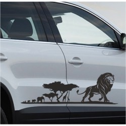 Aufkleber SET Offroad 4x4  Safari Löwe Savanne Afrika Elefant Giraffe Landschaft Dekor Streifen Auto 05