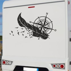 Aufkleber Wohnmobil Wohnwagen Reise Camping Auto Reisemobil Möwe Meer Kompass Globus Strand Palme Urlaub Spruch Familie Zuhause