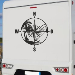 Aufkleber Wohnmobil Wohnwagen Reise Camping Auto Reisemobil Möwe Meer Kompass Globus Strand Palme Urlaub Spruch Familie Zuhause