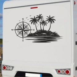 Aufkleber Wohnmobil Wohnwagen Reise Camping Auto Reisemobil Möwe Meer Kompass Globus Strand Palme Urlaub Spruch Familie Zuhause