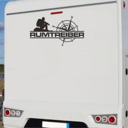 Aufkleber Wohnmobil Wohnwagen Reise Camping Auto Reisemobil Möwe Meer Kompass Globus Strand Palme Urlaub Spruch Familie Zuhause