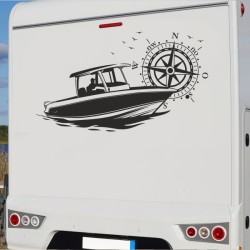 Aufkleber Wohnmobil Wohnwagen Reise Camping Auto Reisemobil Möwe Meer Kompass Globus Strand Palme Urlaub Spruch Familie Zuhause