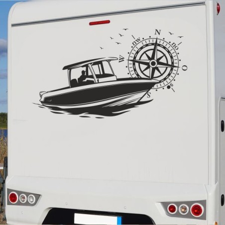 Aufkleber Wohnmobil Wohnwagen Reise Camping Auto Reisemobil Möwe Meer Kompass Globus Strand Palme Urlaub Spruch Familie Zuhause